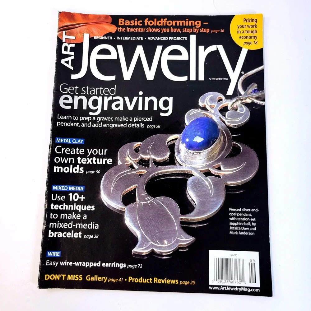 Art Jewelry Magazine September 2008 Crafting Guide Engraving Foldforming Metal